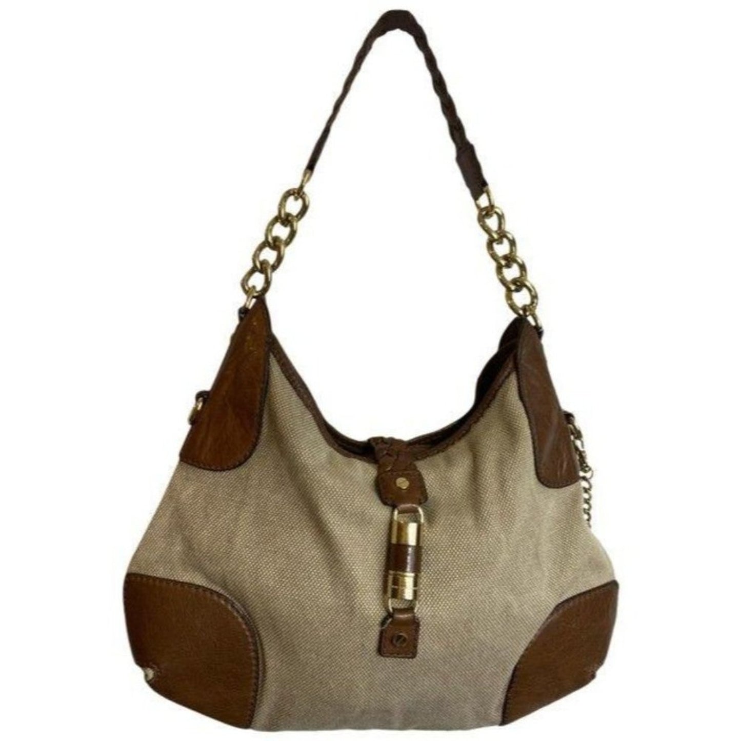 michael kors handbag tan brown fabric hobo bag