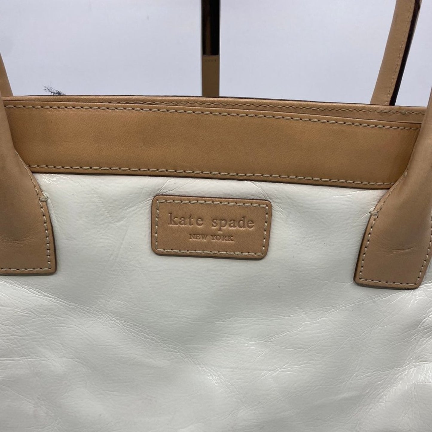 Kate Spade White Tan Leather Medium Size Handbag