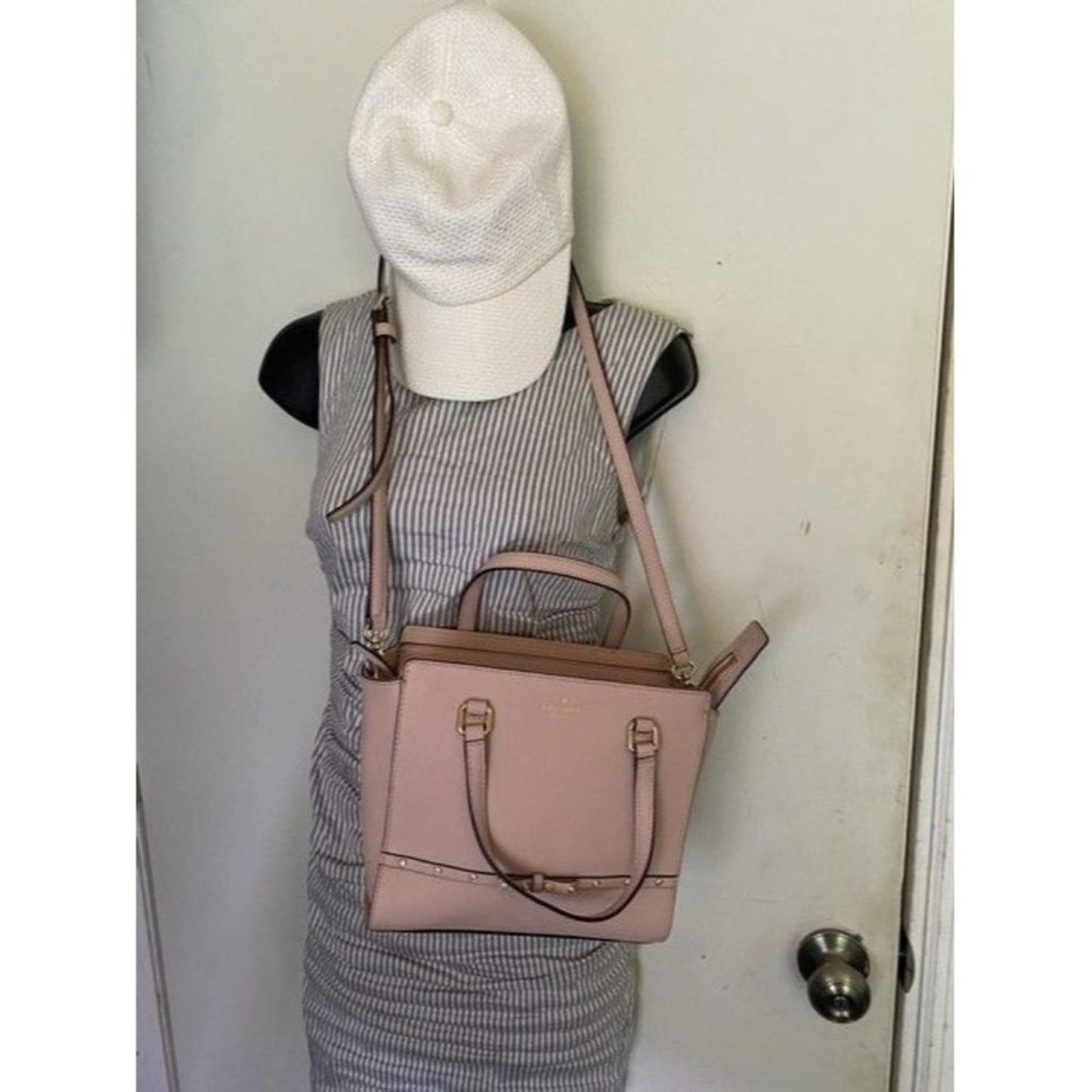 Kate Spade Unique Studded Bow Pink Leather Cross Body Bag