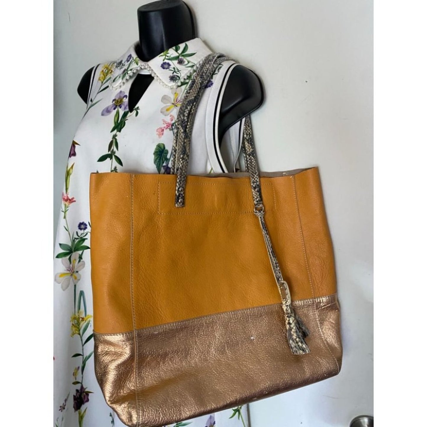 Rafe Orange Gold Leather Handbag