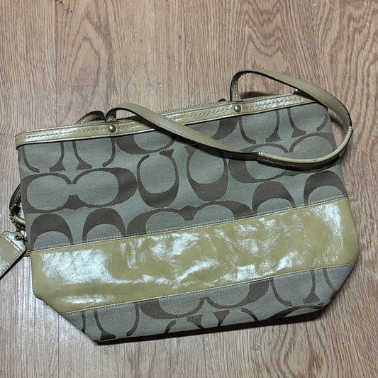 Coach Tan and Brown Shoulder Bag