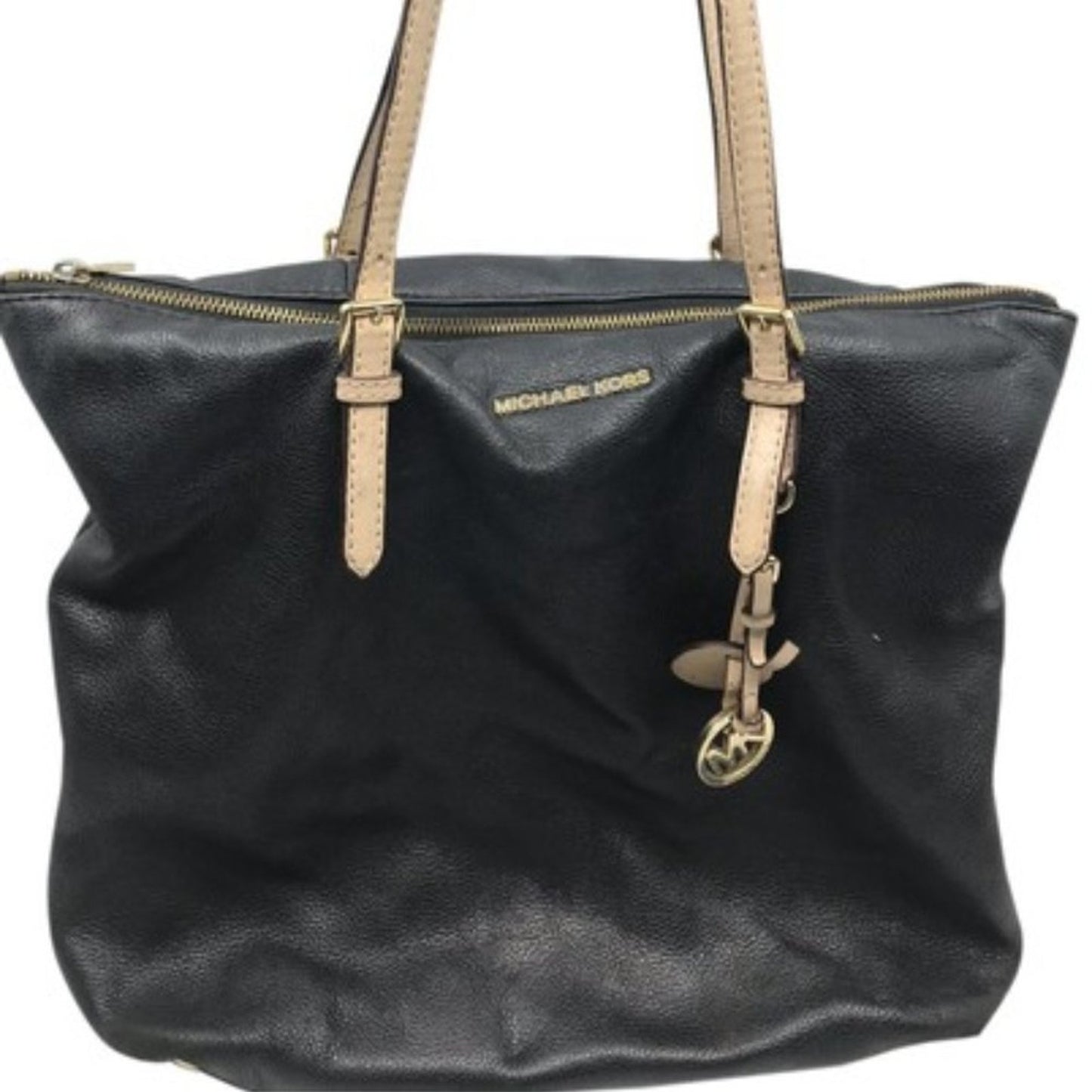 Michael Kors Black Cream Large Leather Tote Bag
