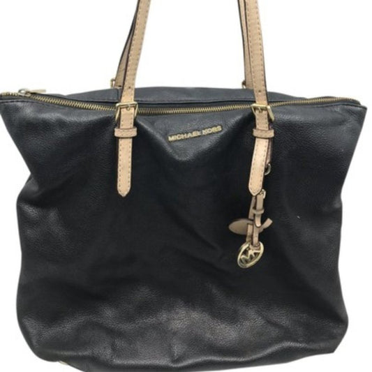 Michael Kors Black Cream Large Leather Tote Bag