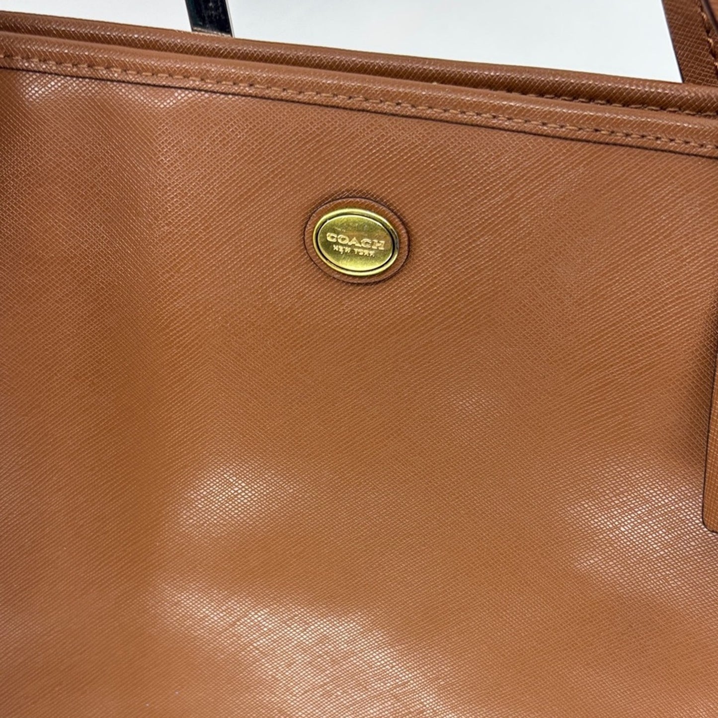 Coach Tan Leather Tote with Heart Scarf