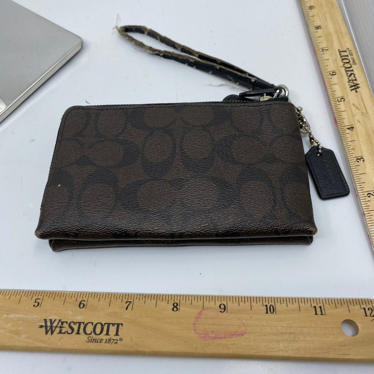 COACH Dark Brown Leather Wristlet