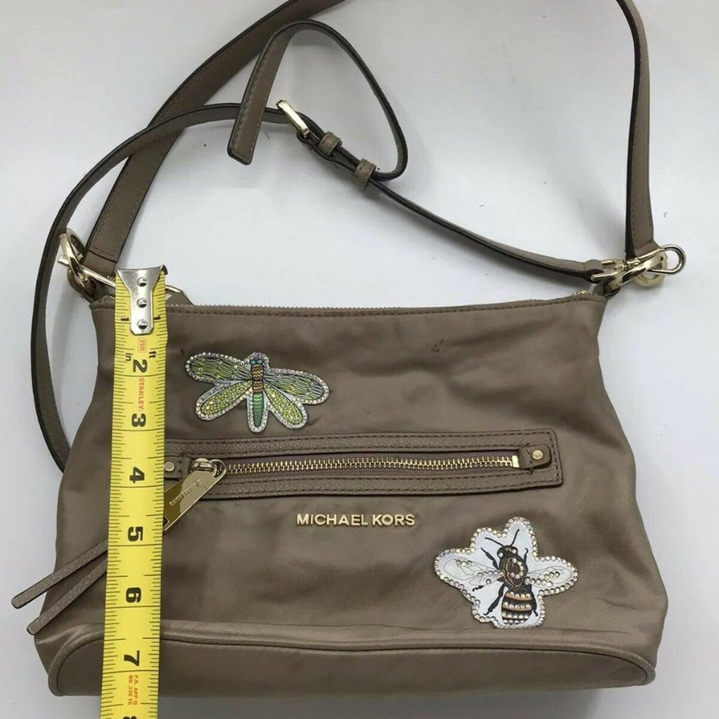 Michael Kors beige Nylon Crossbody Customized