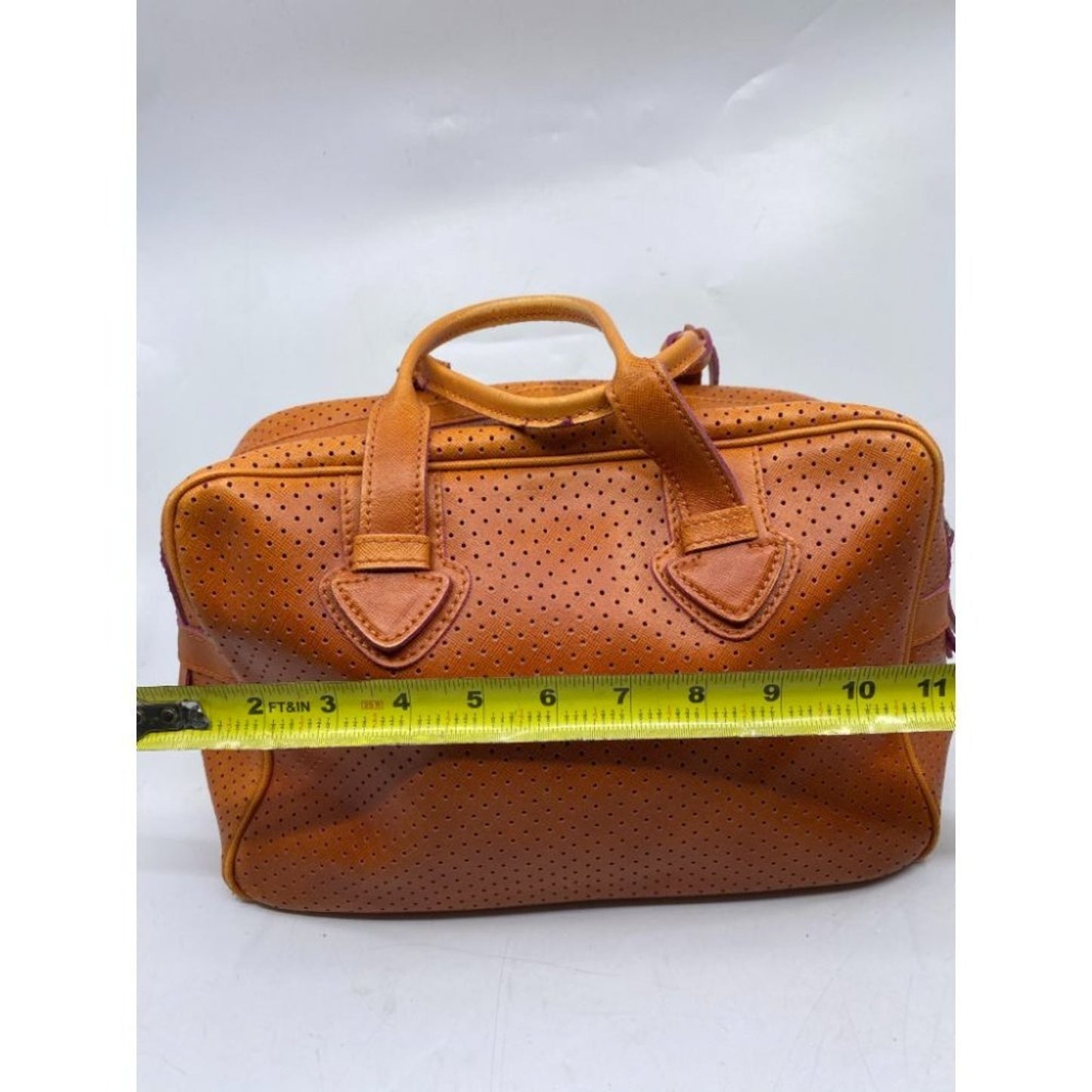 Innue Orange Leather Tote Bag