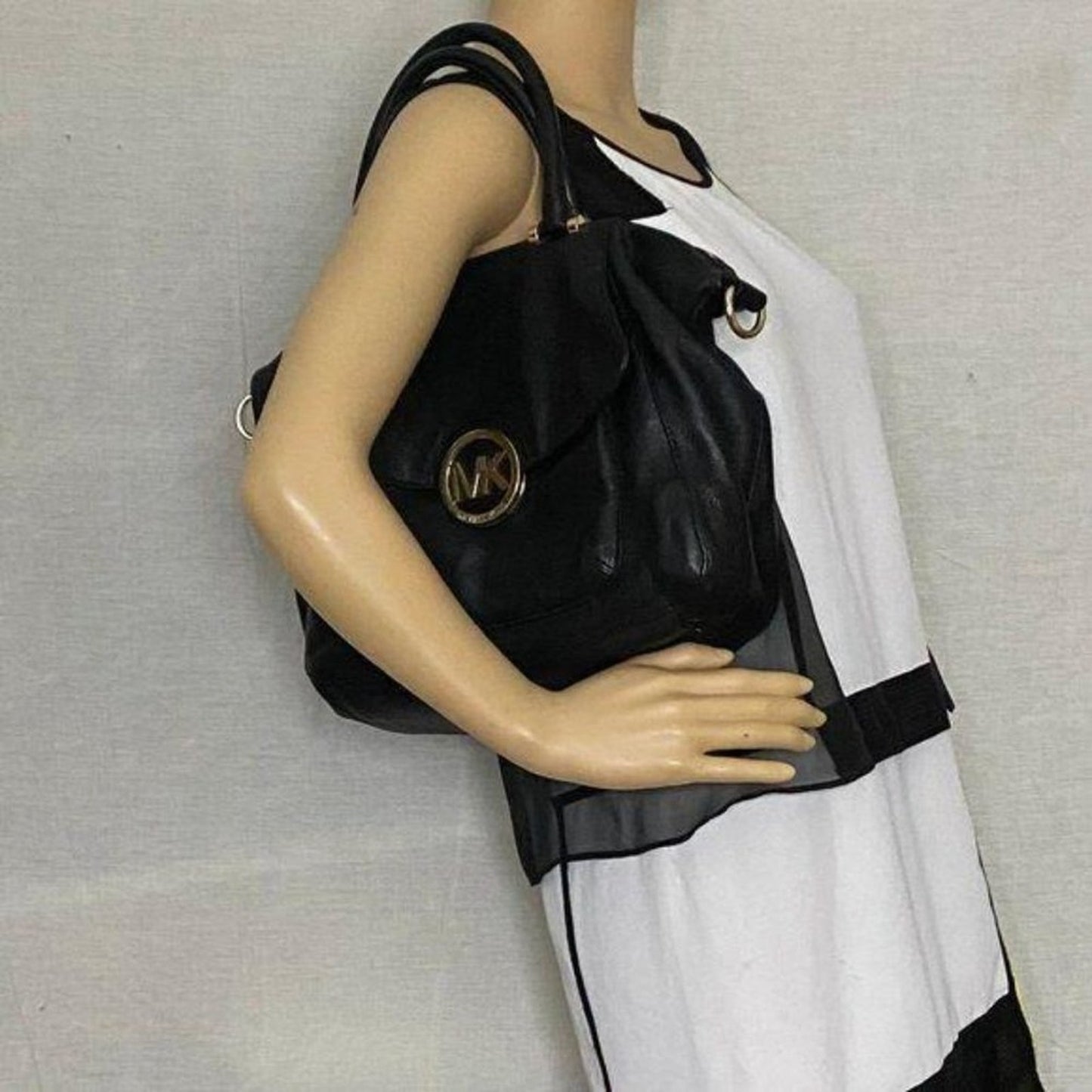 Michael Kors Large Black Leather Shoulder Bag