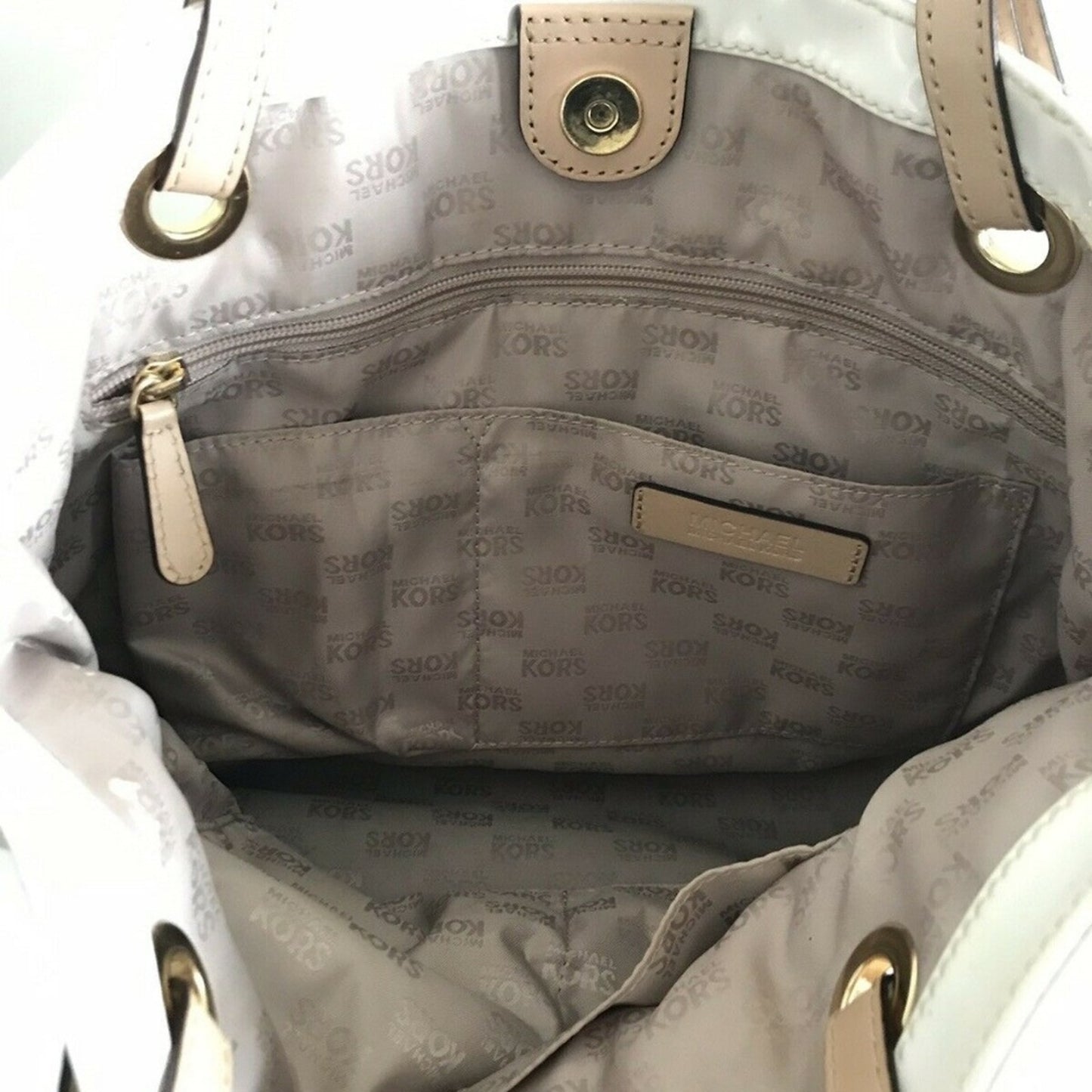 MICHAEL KORS White Patent Leather Tote Bag