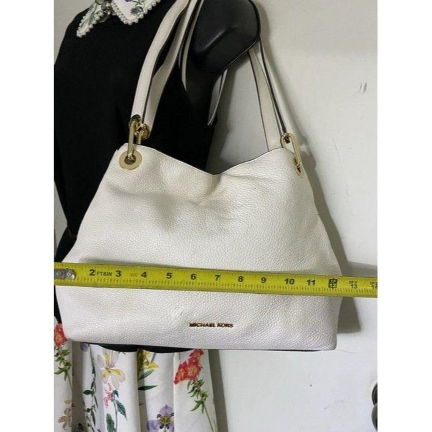 michael kors white leather shoulder bag