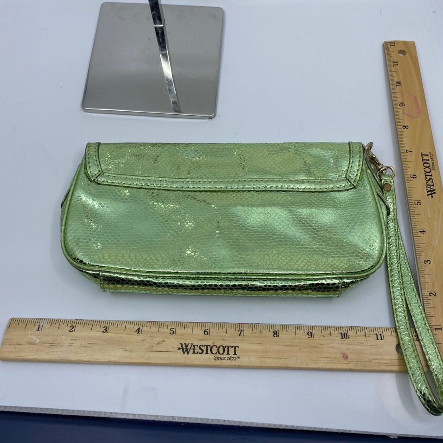 Michael Kors Green Shiny Leather Wristlet