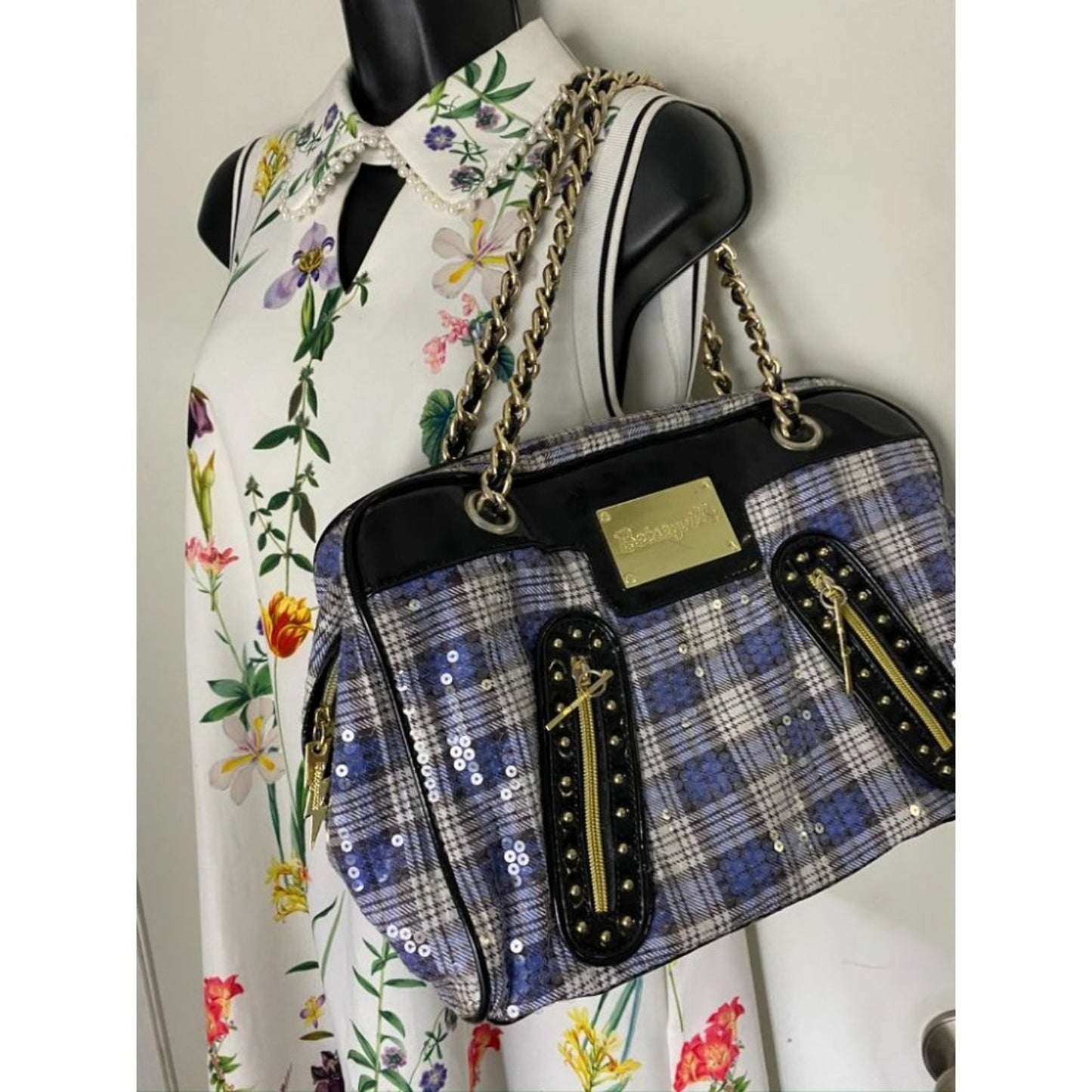 BETSEY JOHNSON Faux Leather Multicolor Tote Bag