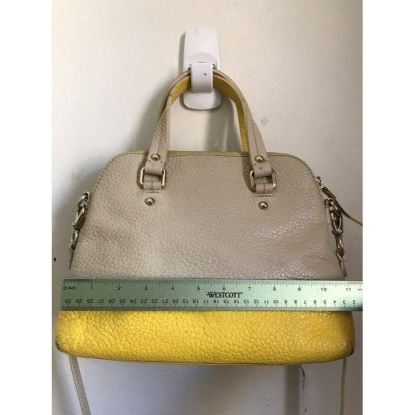 kate spade tote beige yellow leather cross body ba