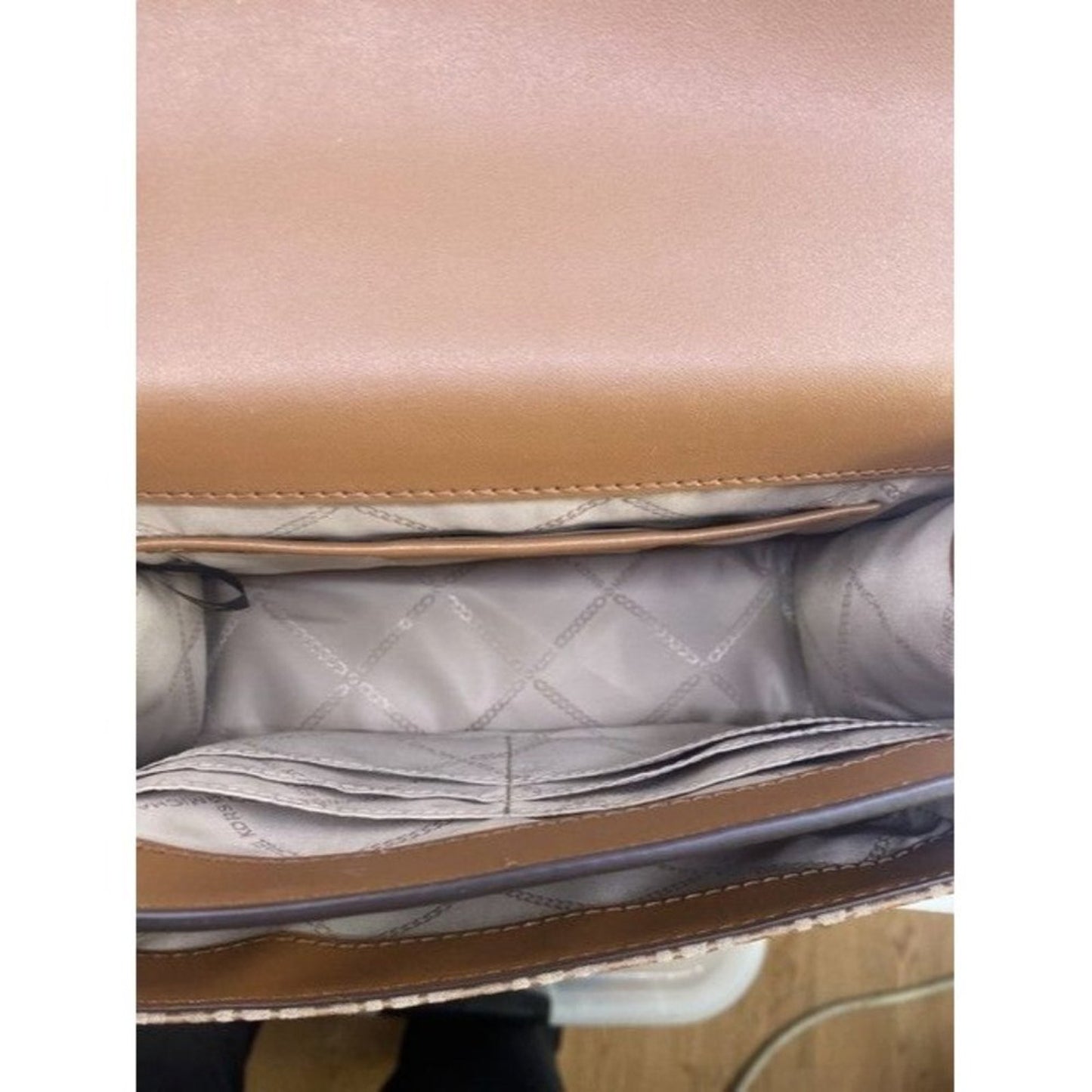 Michael Kors New Medium Logo Allover Brown Coated Canvas Cross Body Bag