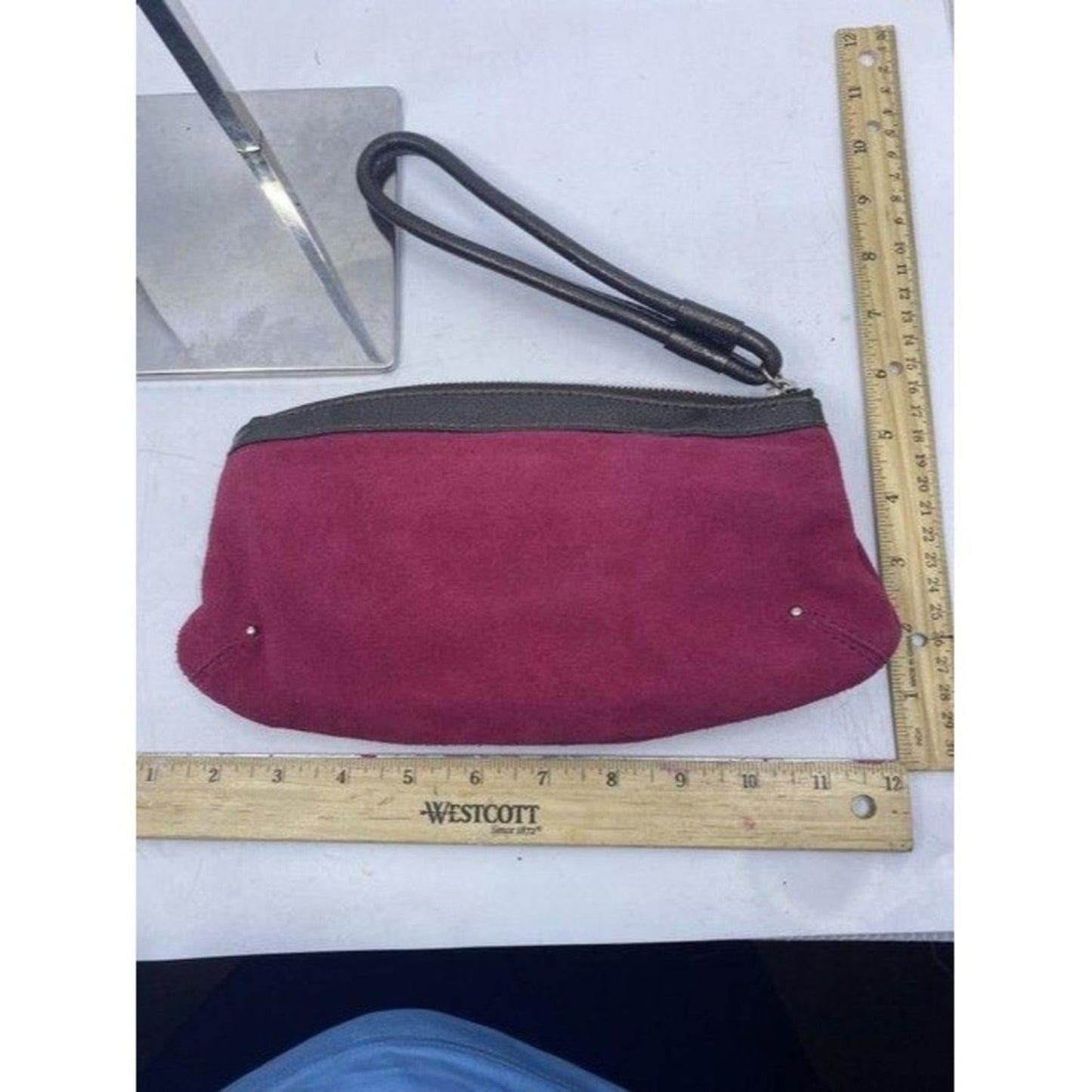 Via Spiga Womens Zipper Wrist Pouch Purse Pink Lea