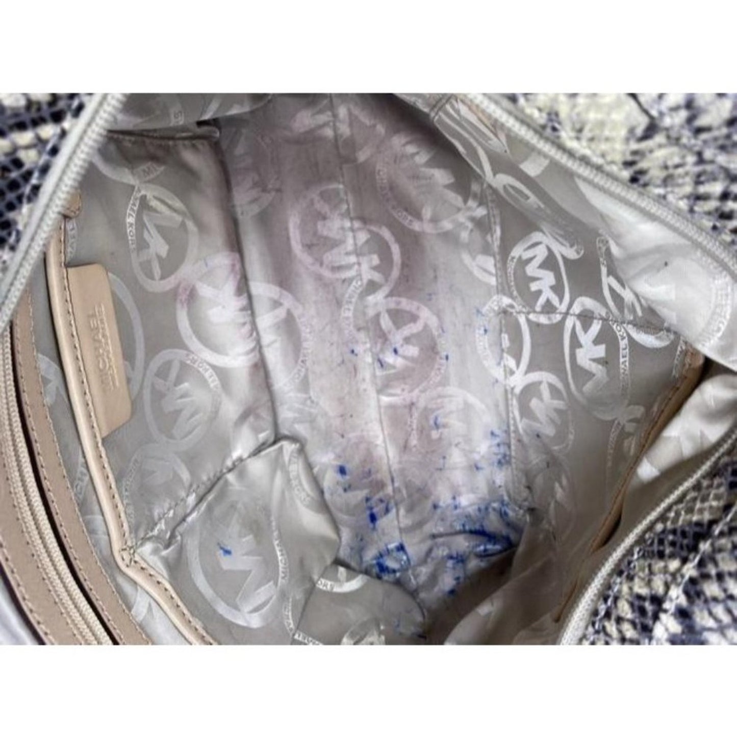 michael kors bag snake print beige black leather t