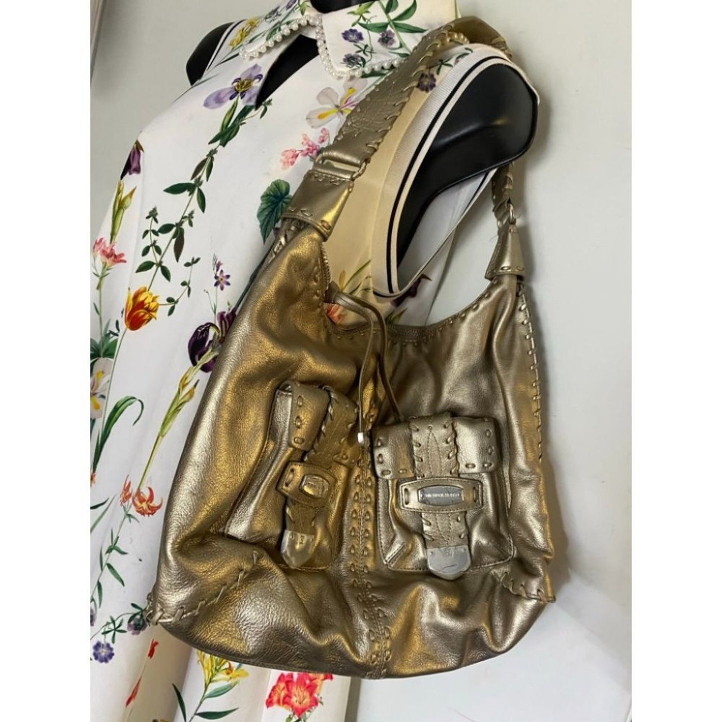 Michael Kors Lamb Leather Gold Shoulder Hand Bag