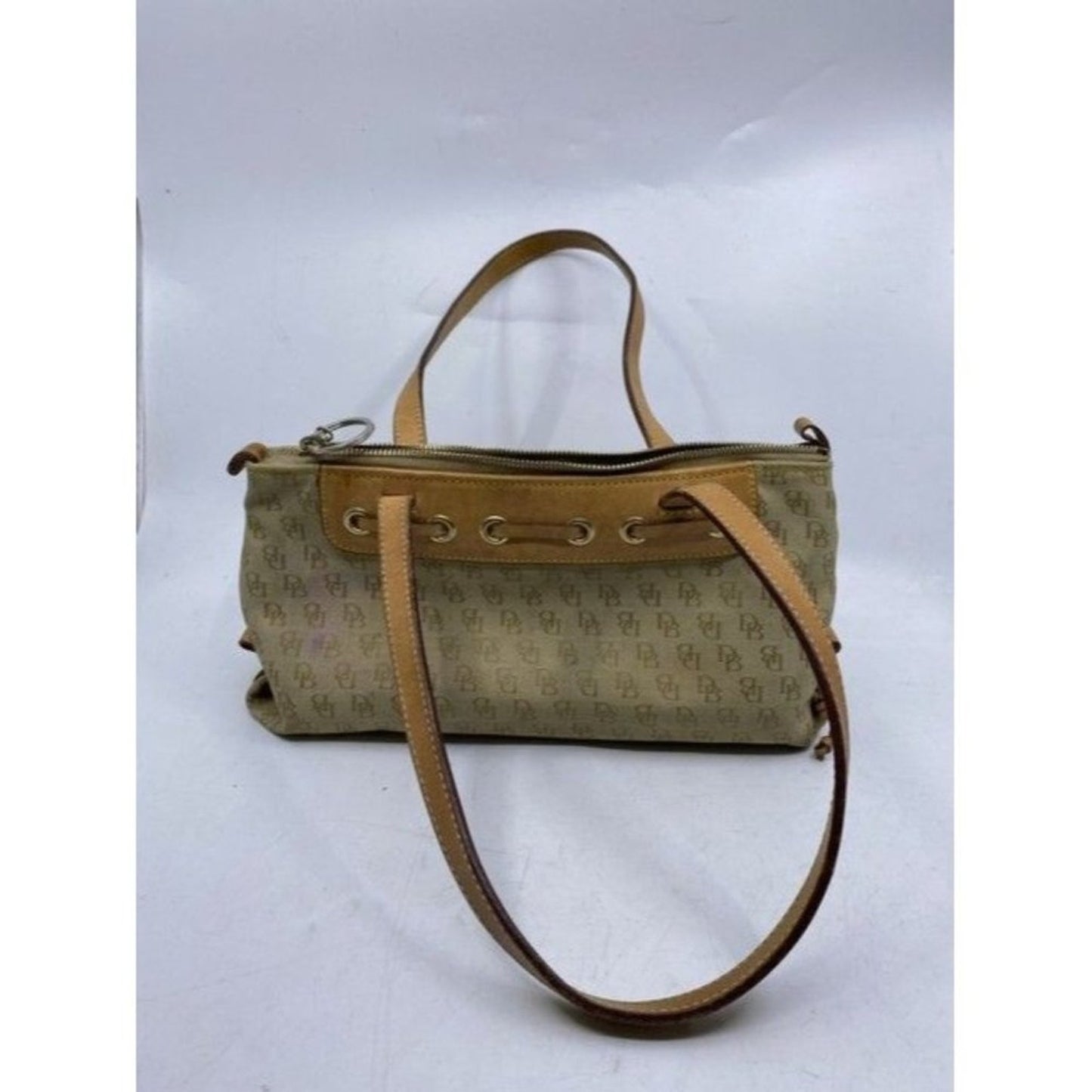 Dooney And Bourke Unique Removable Inside Pocket Tan Fabric Shoulder Bag