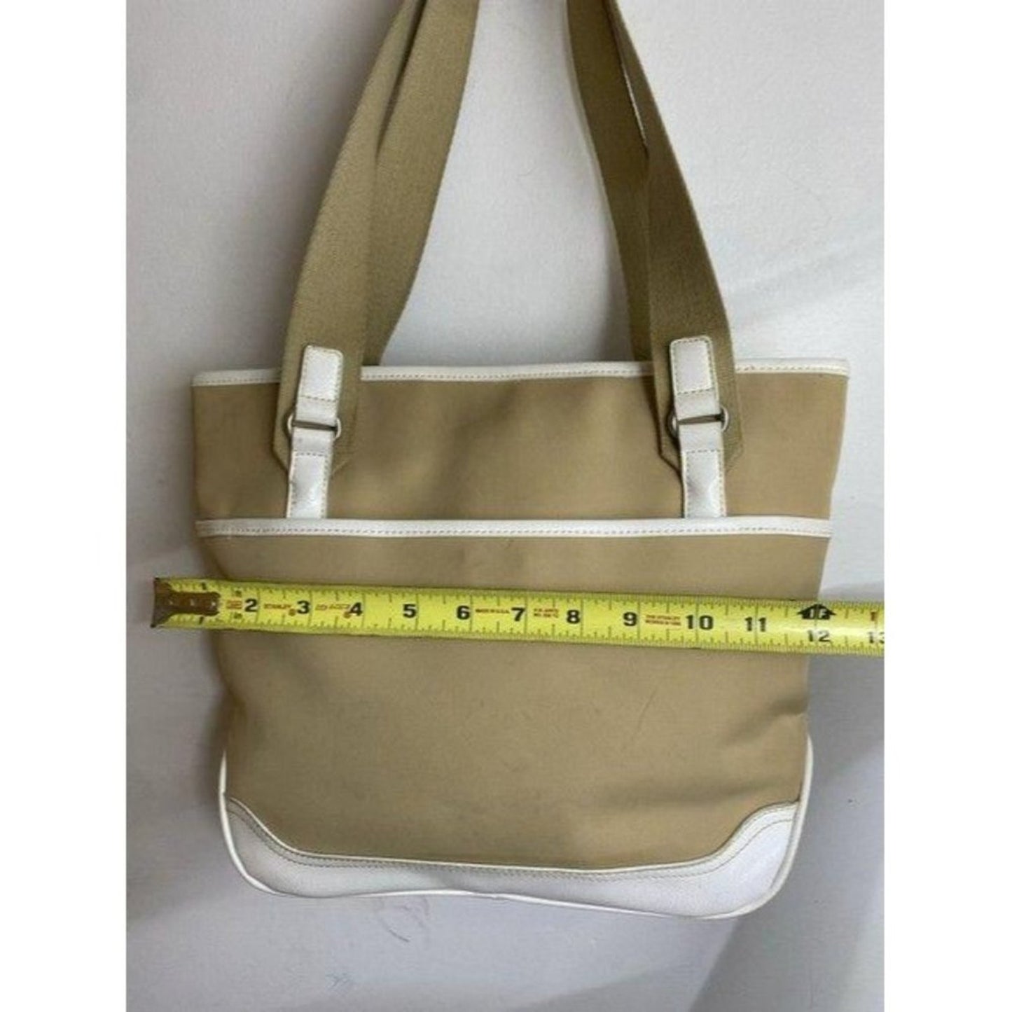 franco sarto bag white tan fabric tote