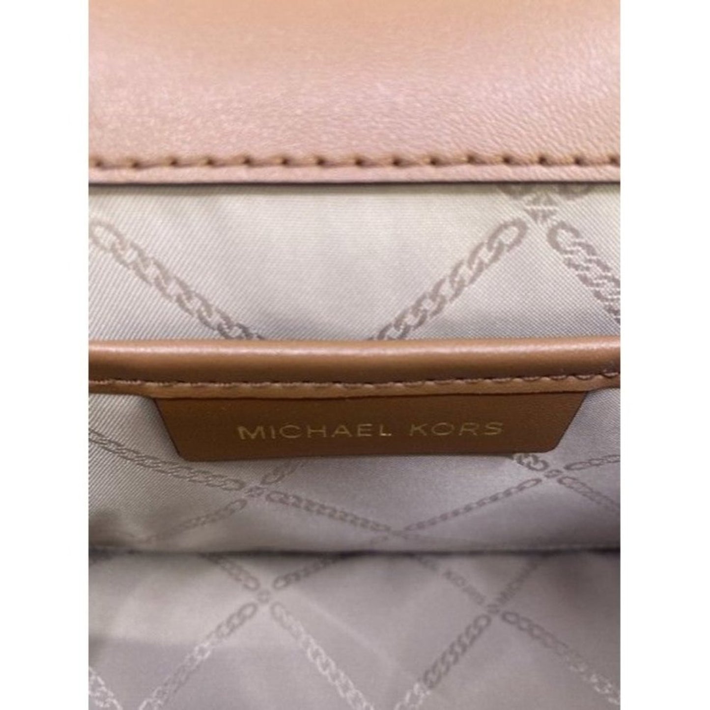 Michael Kors New Medium Logo Allover Brown Coated Canvas Cross Body Bag
