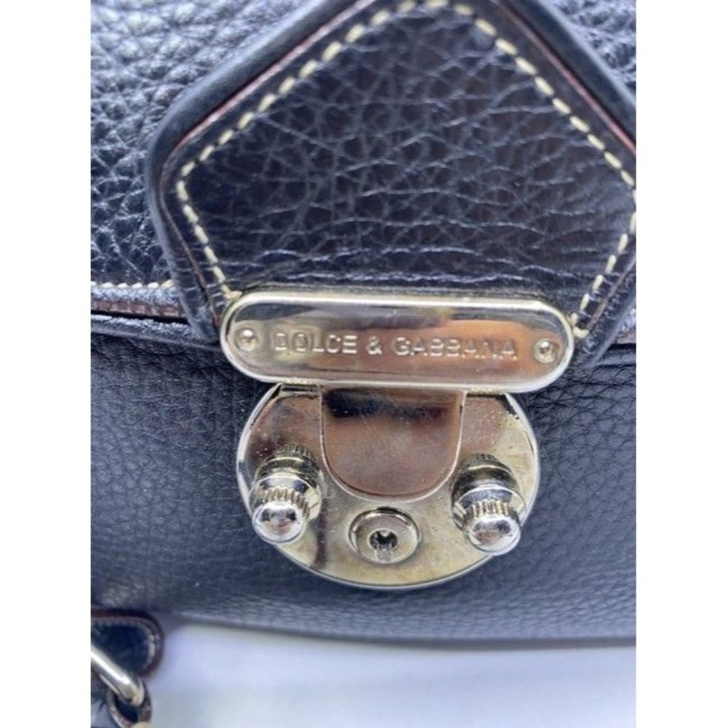 Dolce And Gabbana Miss Catch Fold Over Tote Black Leather Cross Body Bag
