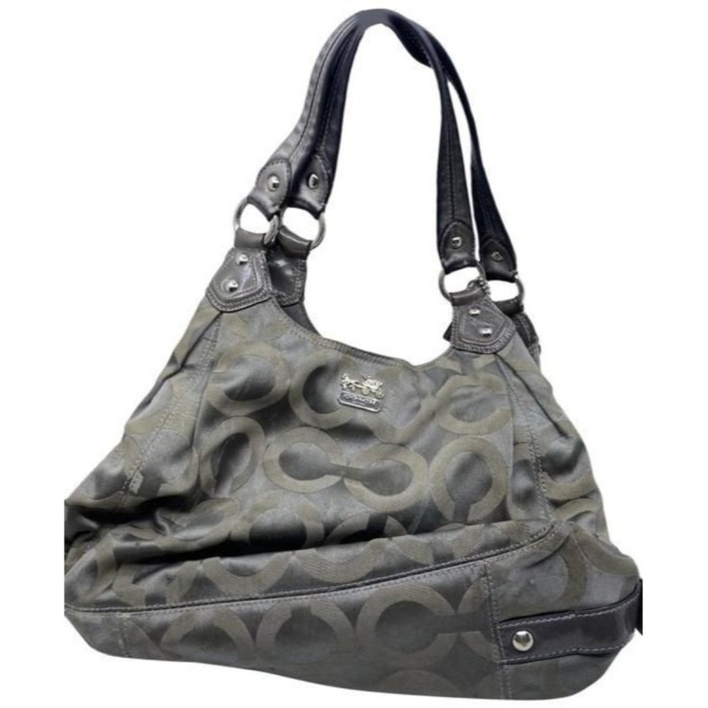 Coach Eddie Triple Compartment Gray Fabric Shoulde