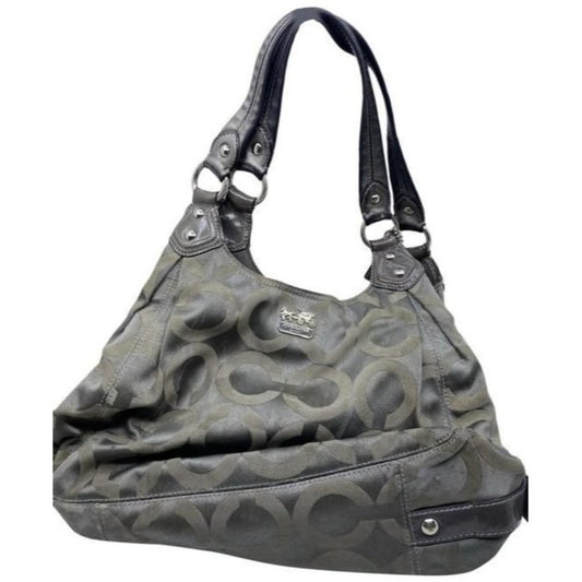 Coach Eddie Triple Compartment Gray Fabric Shoulde