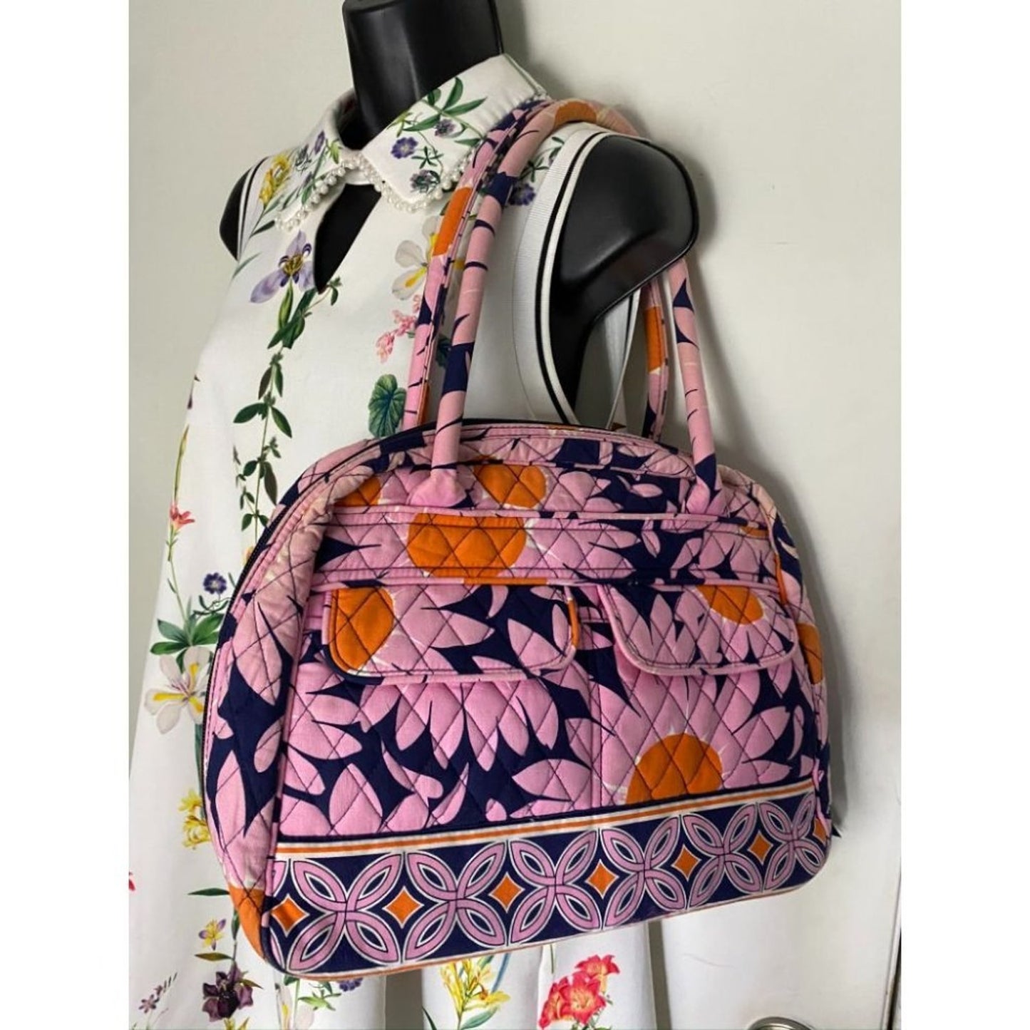 VERA BRADLEY Quilted Tote Bag Pink Black