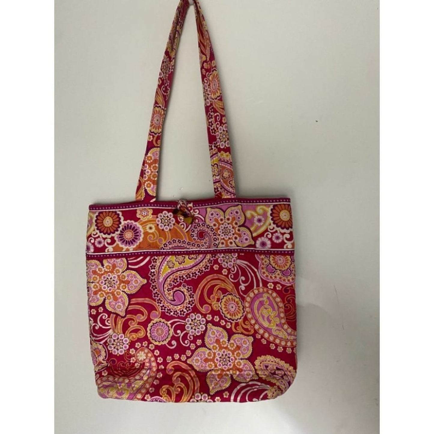 VERA BRADLEY Red Orange Large Quilted Tote Bag