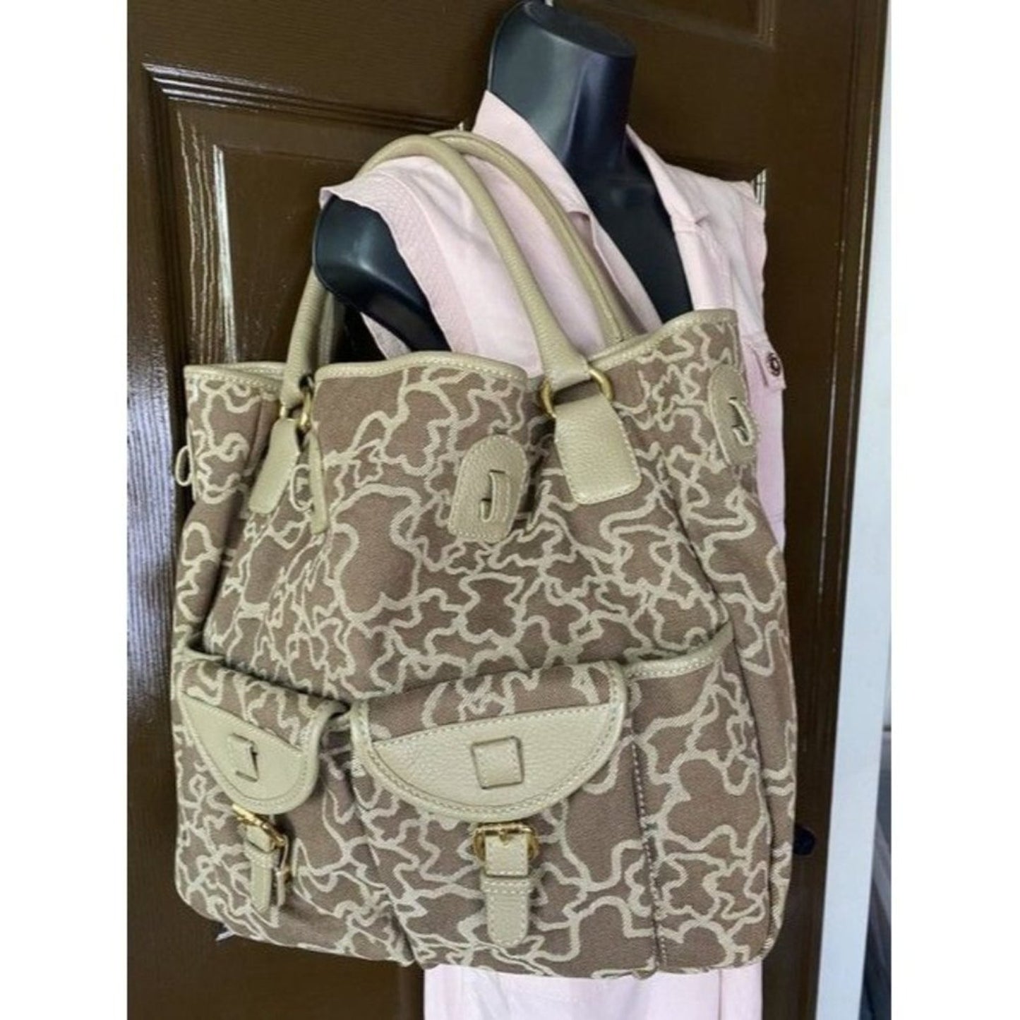 Tous Euc Beige Faux Fur Shoulder Bag