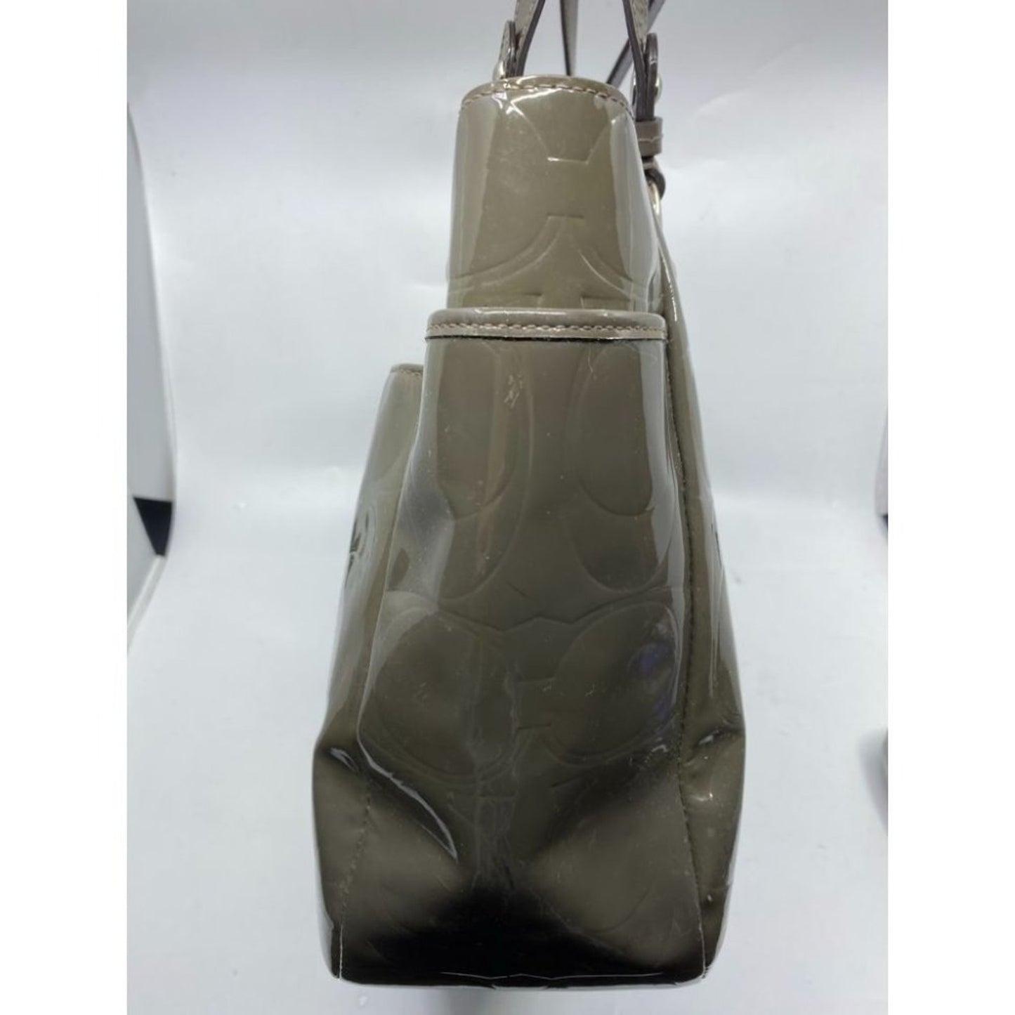 Coach Patent Leather Olive Green Shoulder Bag LG
