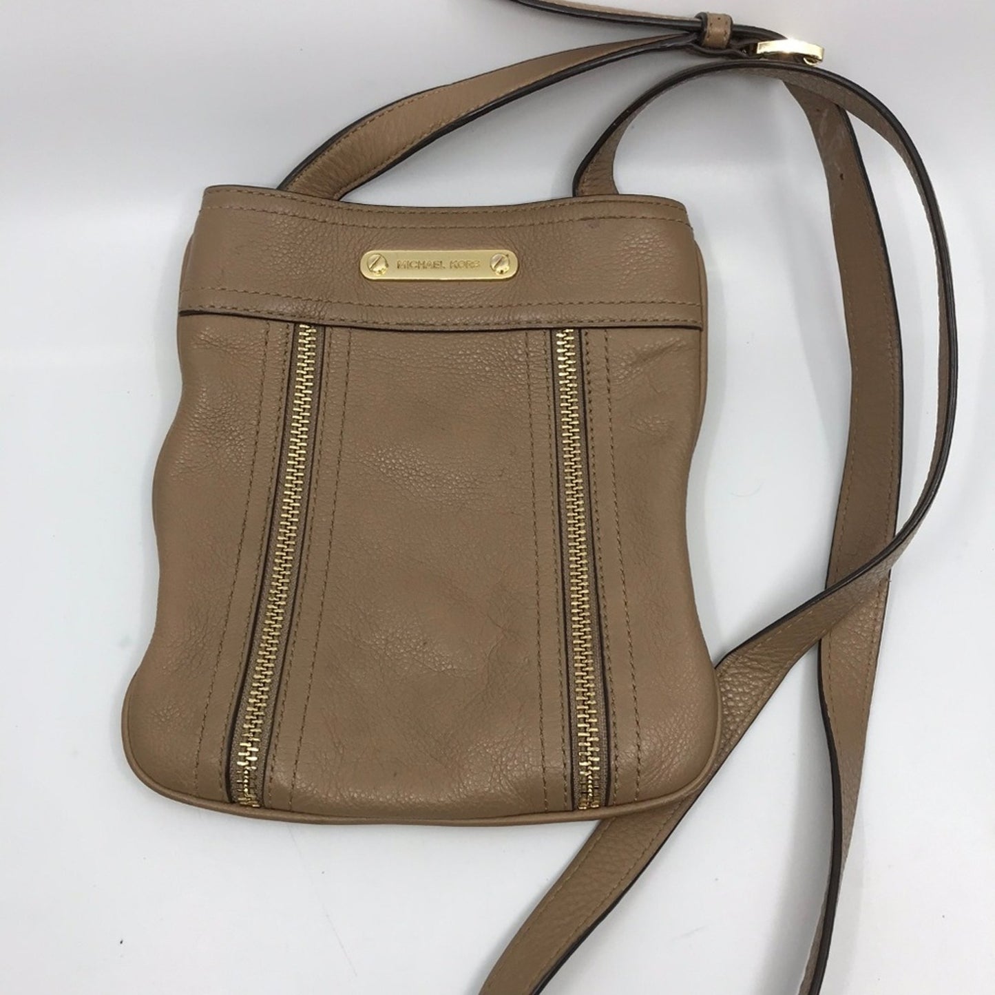 MK Leather Crossbody Bag Zipper Front