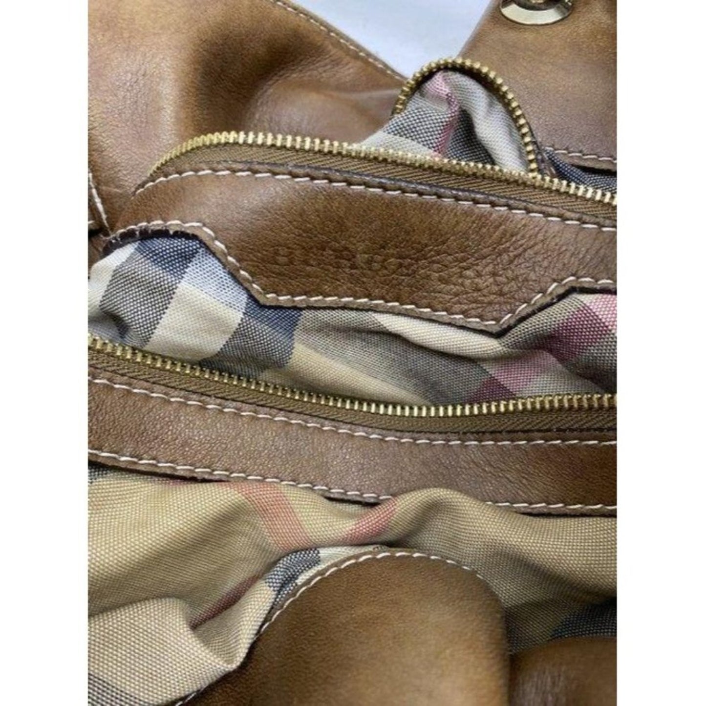 burberry vintage classic brown leather hobo bag