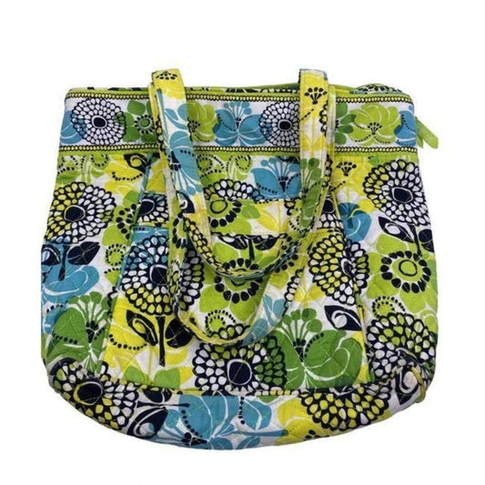 vera bradley bag quilted green blue white fabric t