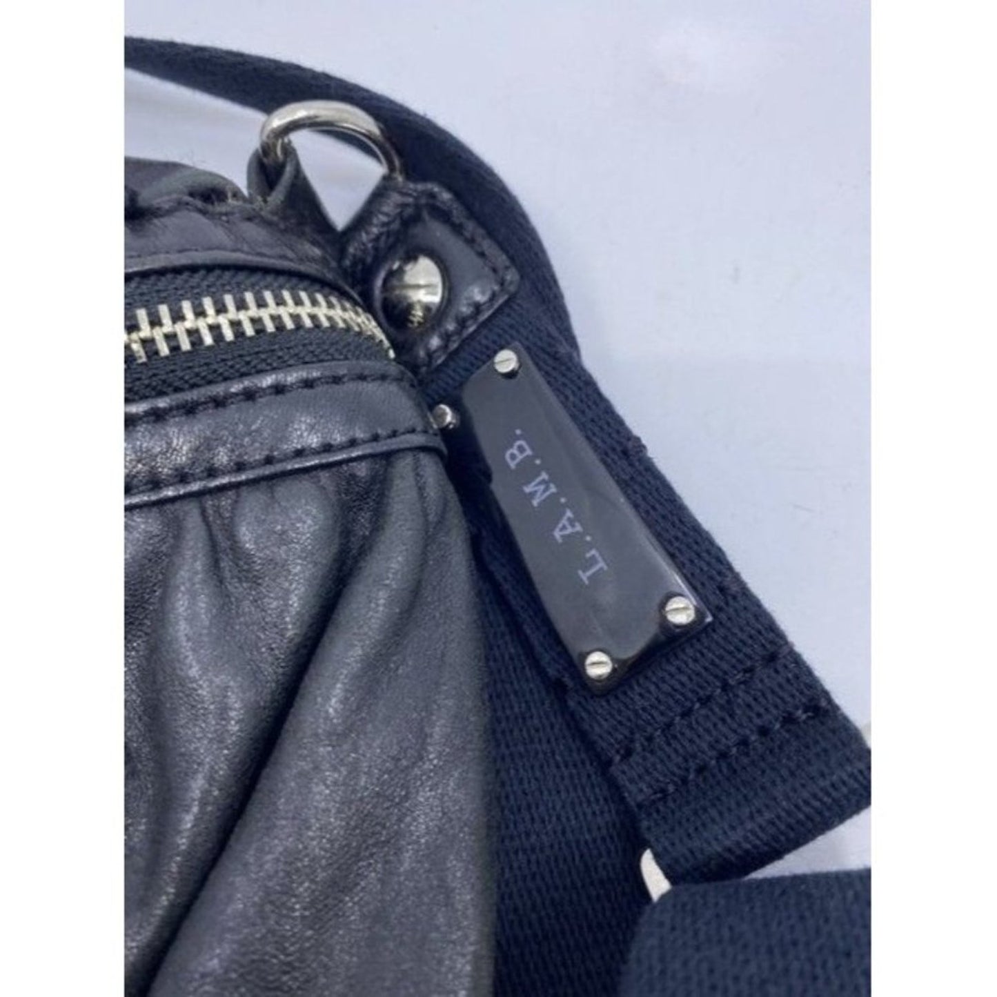 Lamb Messenger Adjustable Strap Black Leather Cross Body Bag