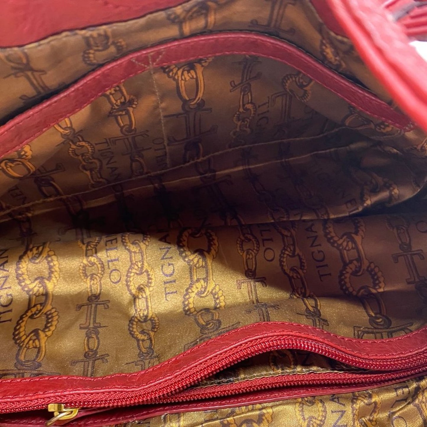 TIGNANELLO Red Leather Shoulder Bag