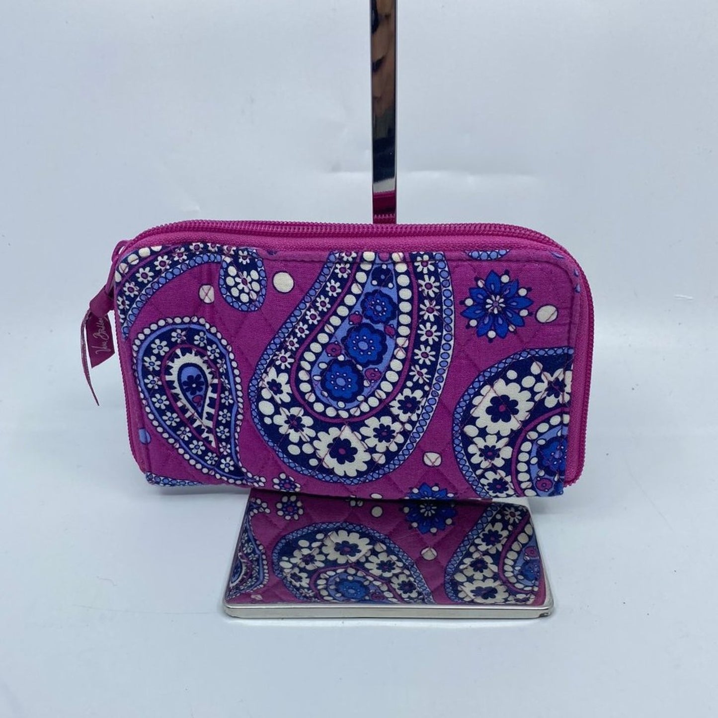 Vera Bradley Pink Blue Fabric Zipper Wallet