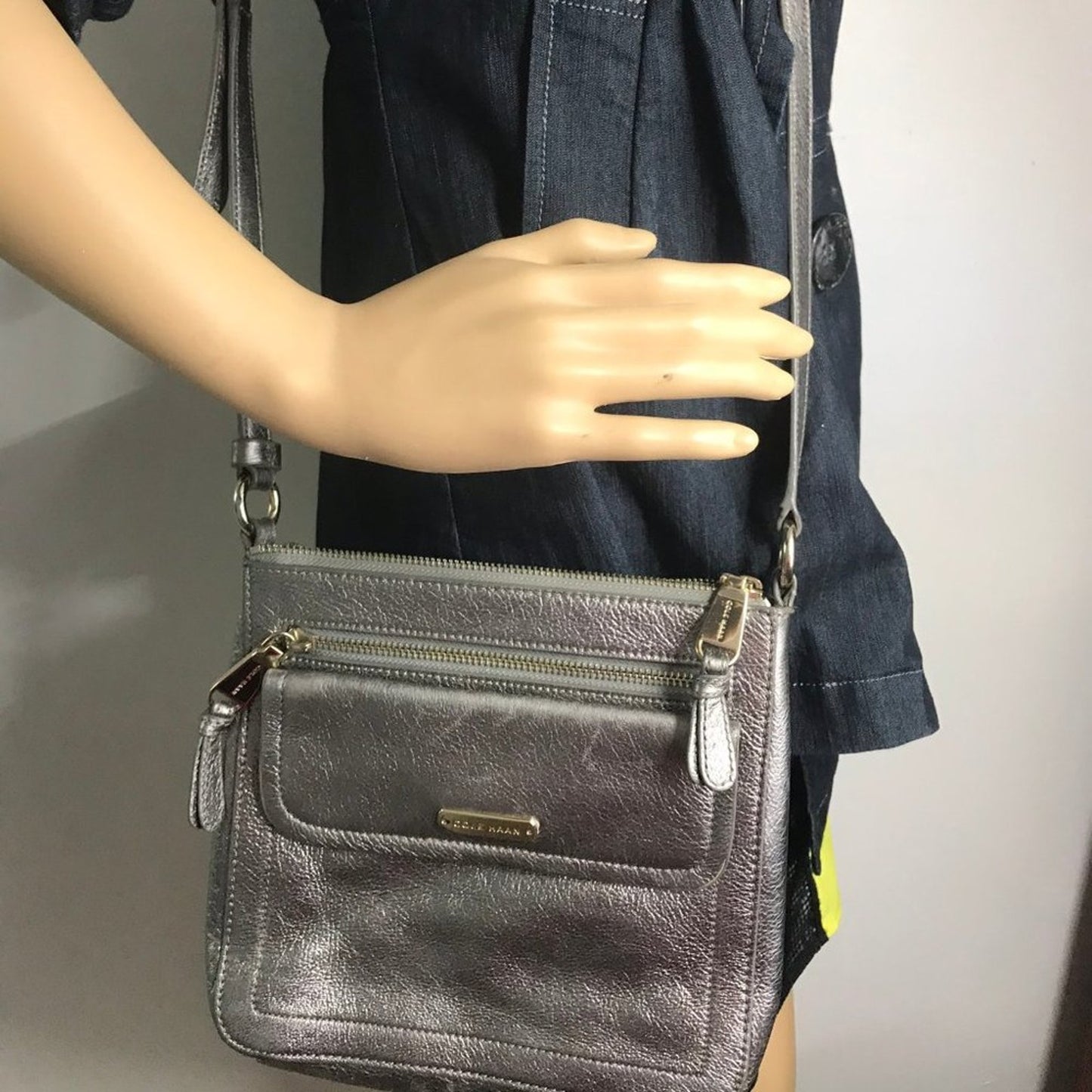Cole Haan Gray Leather Crossbody Bag