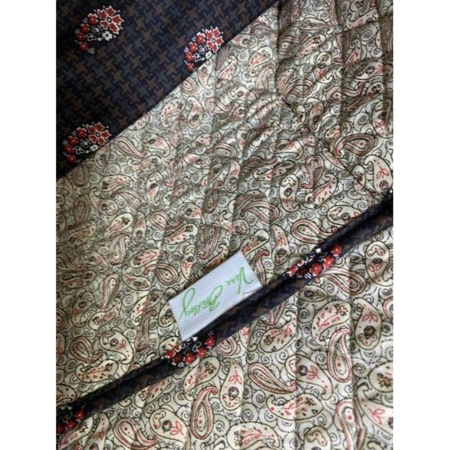 Vera Bradley Large Quilted Gray Tan White Shoulder