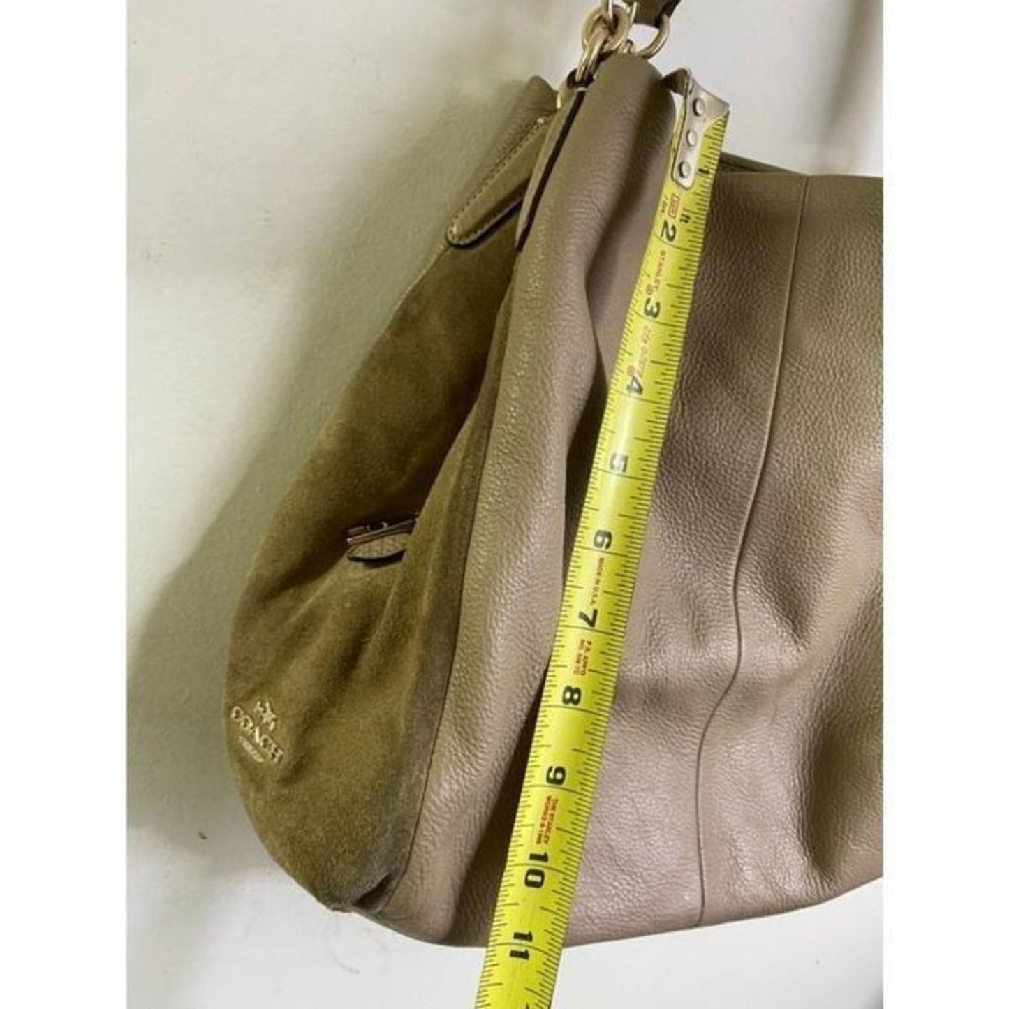 coach large eddie triple compartment tan leather s