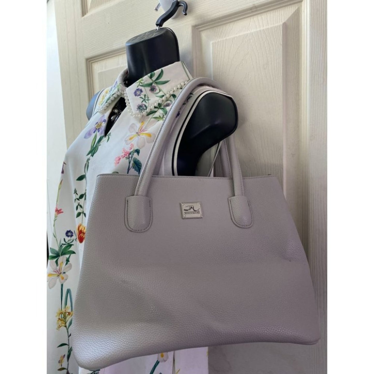 Jessica Moore Gray Faux Leather Shoulder Bag