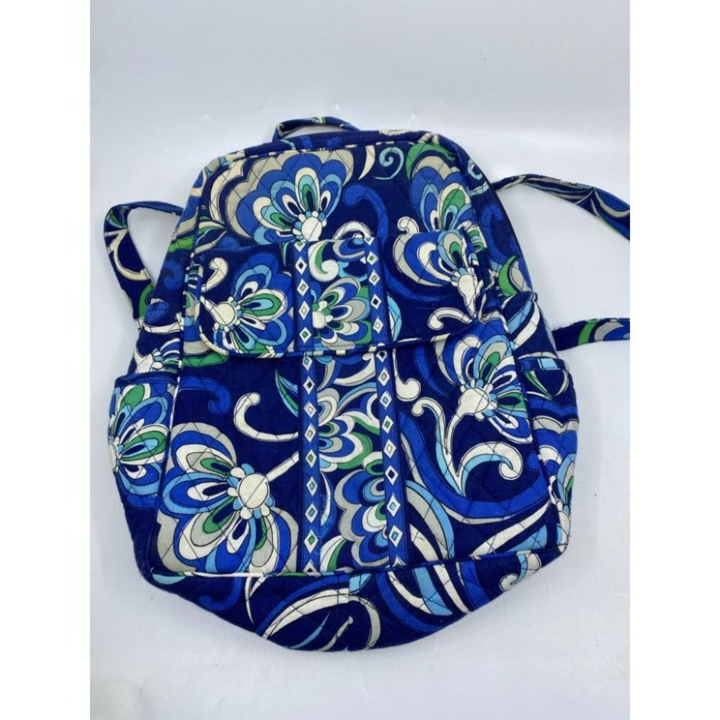 Vera Bradley Quilted Blue White Green Back Pack