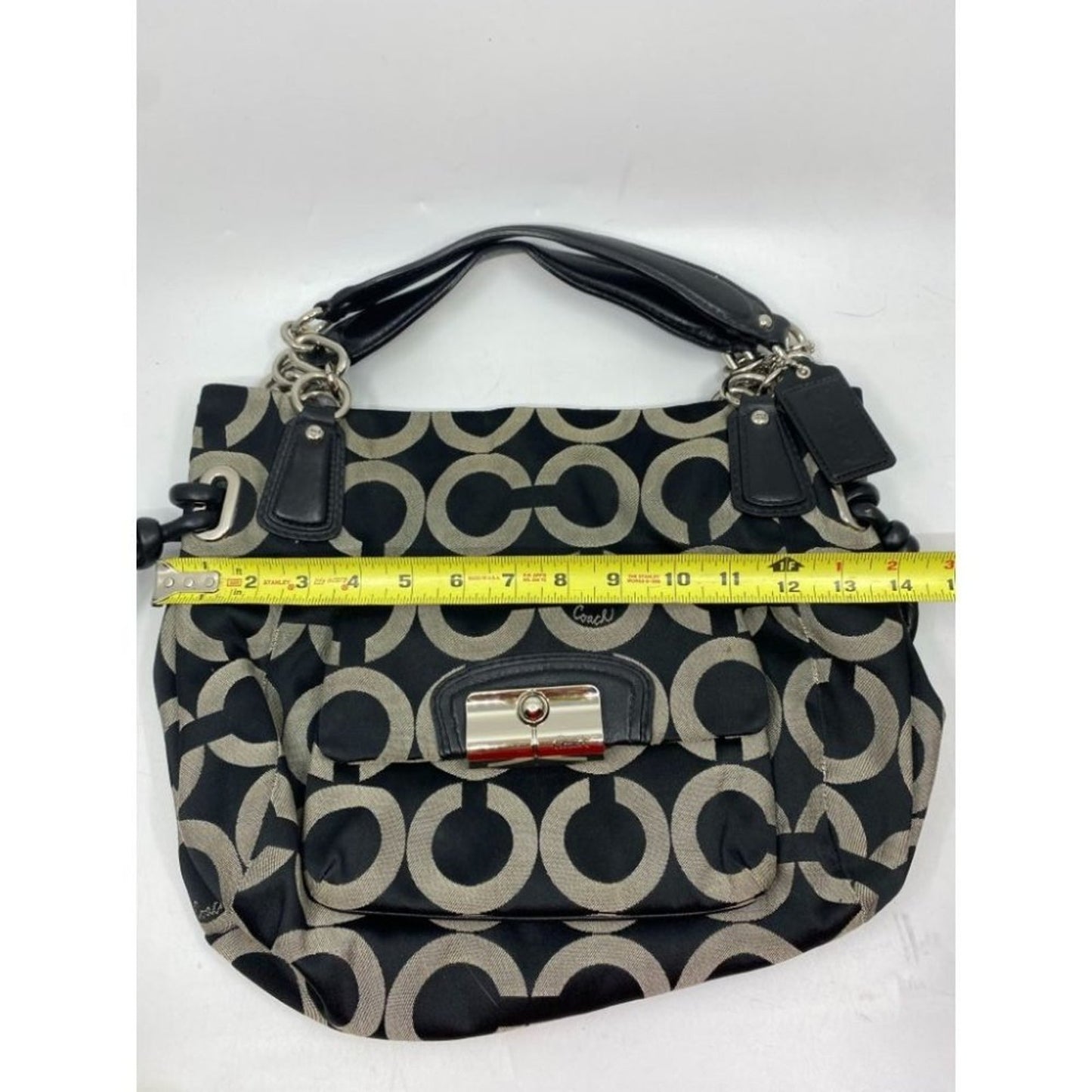 Coach Women's Large Black Tan Fabric Tote Bag