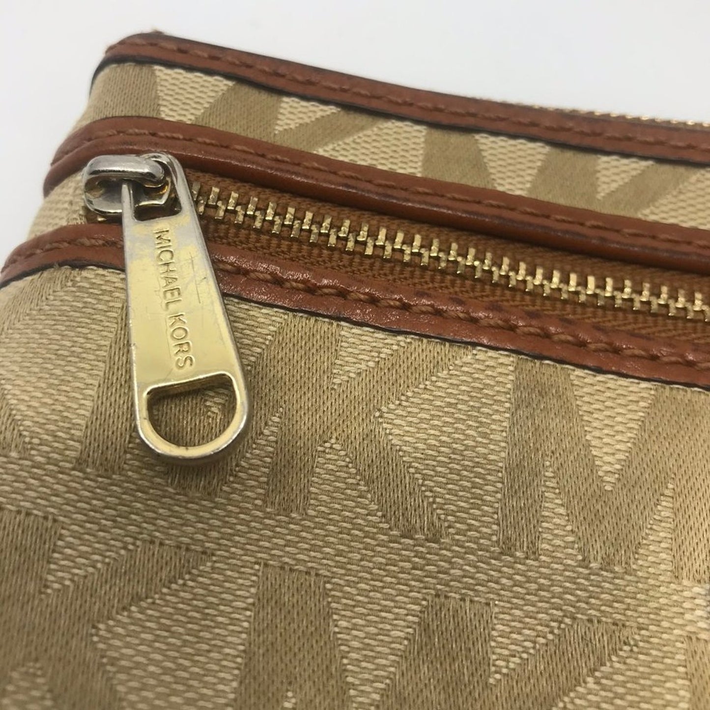 Michael Kors Fabric Tan Brown Wristlet