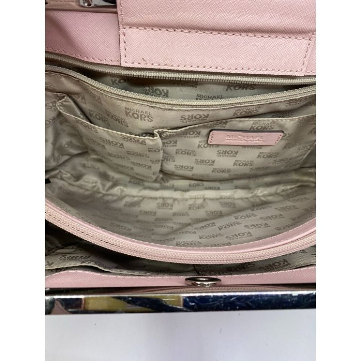Michael Kors Pink Saffiano Leather Het Set Bag MD