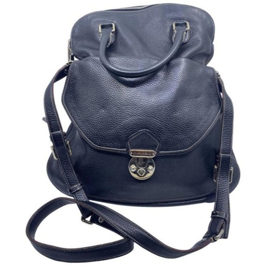 Dolce And Gabbana Miss Catch Fold Over Tote Black Leather Cross Body Bag