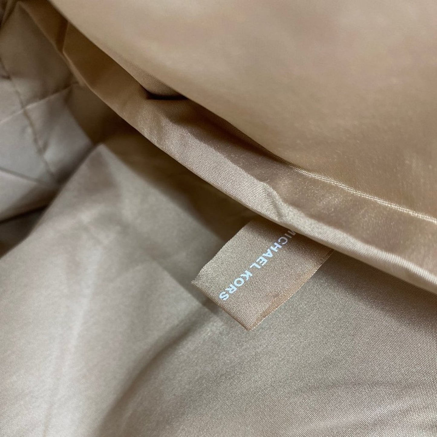 Michael Kors M Tan Interwoven Canvas Shoulder Bag