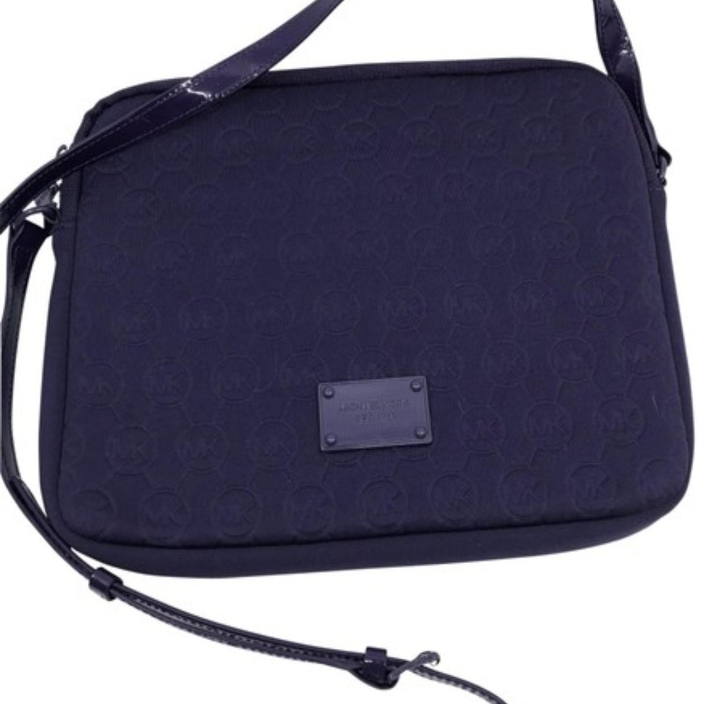 Michael Kors Dark Purple Scuba Tote Bag Over Logo