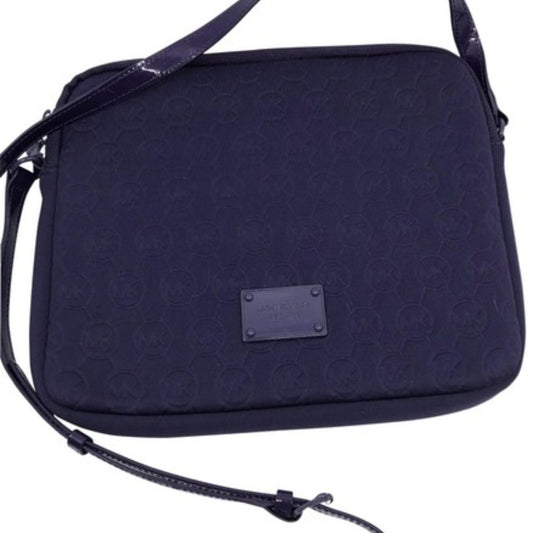 Michael Kors Dark Purple Scuba Tote Bag Over Logo