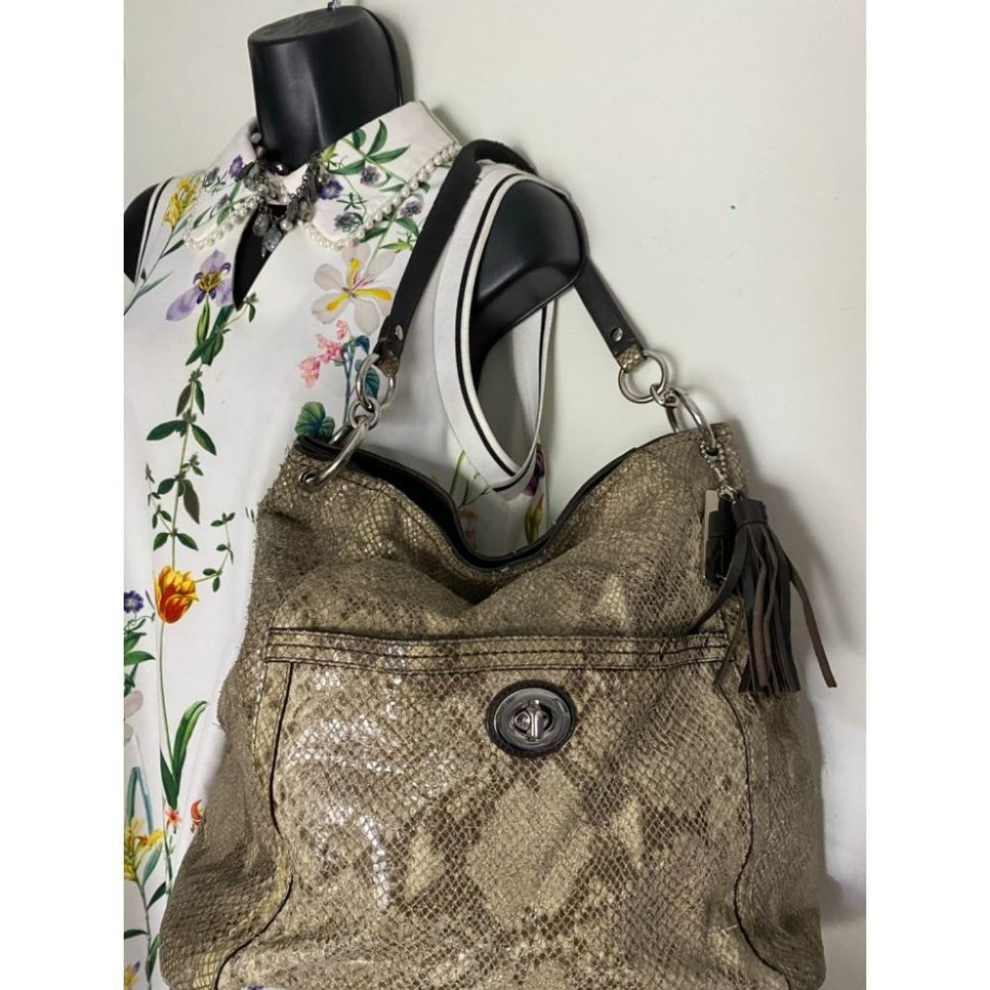 COACH Animal Embossed Leather Tan Shoulder Bag